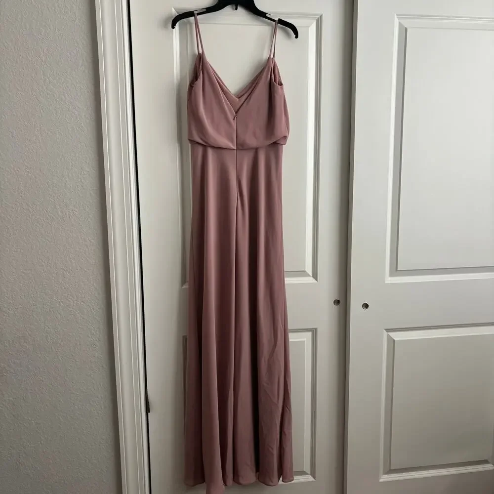 NWT Jenny Yoo Bianca Gown Dress Whipped Apricot Pebbled Crepe Sz 10 - Picture 8 of 16